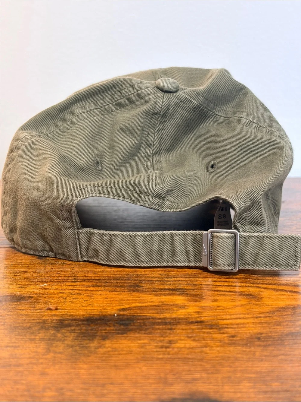 Nike Olive Green Cotton Dad Hat with White Embroidered Swoosh